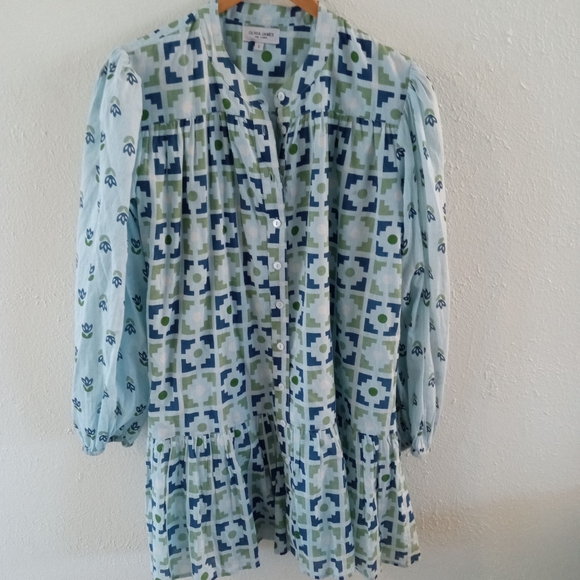 OLIVIA JAMES THE LABEL Chloe Cotton Puff Sleeve Ruffle Dress |S - Picture 3 of 9